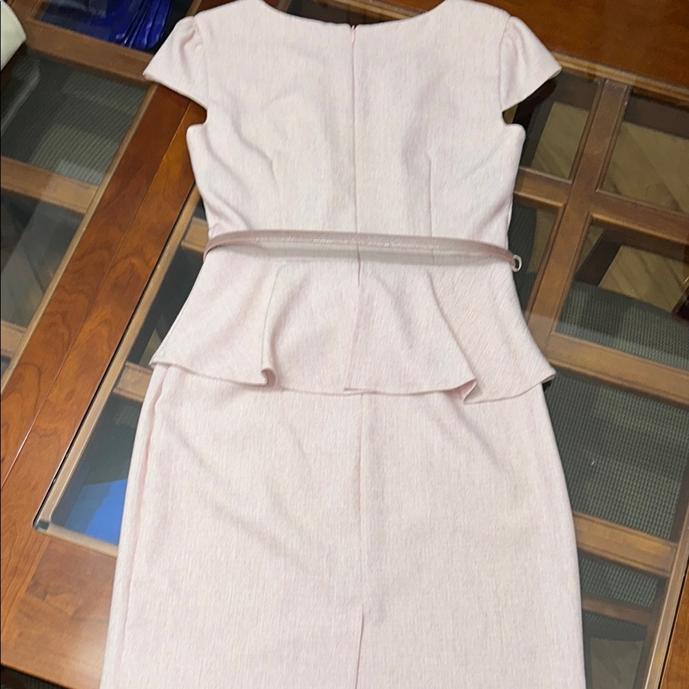 Elegant Pink belted Peplum sheath Dress - Picture 8 of 9